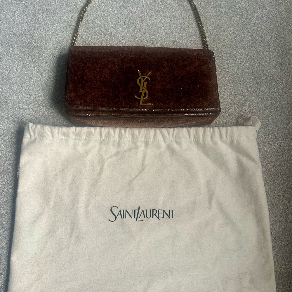 Saint Laurent Shimmering Brown Clutch